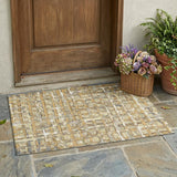 3' X 5' Wheat And Gold Geometric Washable Indoor Outdoor Area Rug