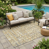 5' X 8' Wheat And Gold Geometric Washable Indoor Outdoor Area Rug