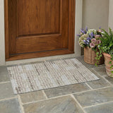 3' X 5' Ivory And Silver Geometric Washable Indoor Outdoor Area Rug