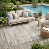 5' X 8' Ivory And Silver Geometric Washable Indoor Outdoor Area Rug