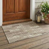 3' X 5' Brown And Beige Geometric Washable Indoor Outdoor Area Rug