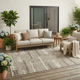 5' X 8' Brown And Beige Geometric Washable Indoor Outdoor Area Rug