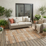 5' X 8' Orange And Silver Geometric Washable Indoor Outdoor Area Rug