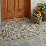 3' X 5' Brown And Gray Geometric Washable Indoor Outdoor Area Rug