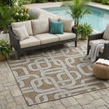 5' X 8' Brown And Gray Geometric Washable Indoor Outdoor Area Rug