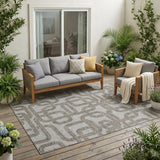 5' X 8' Pewter And Gray Geometric Washable Indoor Outdoor Area Rug