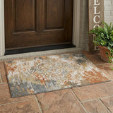 3' X 5' Copper And Orange Medallion Washable Indoor Outdoor Area Rug