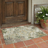 3' X 5' Sage And Green Medallion Washable Indoor Outdoor Area Rug