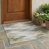 3' X 5' Gray And Silver Abstract Washable Indoor Outdoor Area Rug