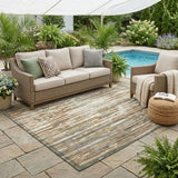 5' X 8' Copper And Orange Abstract Washable Indoor Outdoor Area Rug