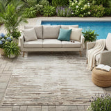 5' X 8' Ivory And Silver Abstract Washable Indoor Outdoor Area Rug