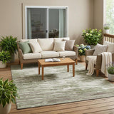 5' X 8' Sage And Green Abstract Washable Indoor Outdoor Area Rug