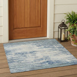 3' X 5' Sky Blue And Blue Abstract Washable Indoor Outdoor Area Rug