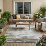 5' X 8' Gray And Ivory Abstract Washable Indoor Outdoor Area Rug