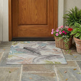 3' X 5' Beige And Brown Floral Washable Indoor Outdoor Area Rug