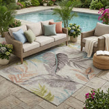 5' X 8' Beige And Brown Floral Washable Indoor Outdoor Area Rug