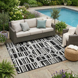 5' X 8' Black And Pewter Geometric Washable Indoor Outdoor Area Rug