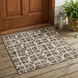3' X 5' Chocolate And Brown Geometric Washable Indoor Outdoor Area Rug