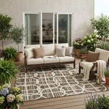5' X 8' Chocolate And Brown Geometric Washable Indoor Outdoor Area Rug