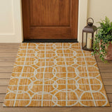 3' X 5' Orange And Beige Geometric Washable Indoor Outdoor Area Rug