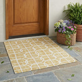 3' X 5' Gold And Wheat Geometric Washable Indoor Outdoor Area Rug