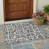 3' X 5' Graphite And Gray Geometric Washable Indoor Outdoor Area Rug