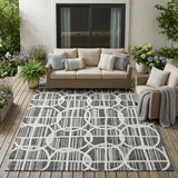 5' X 8' Graphite And Gray Geometric Washable Indoor Outdoor Area Rug