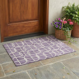 3' X 5' Plum And Purple Geometric Washable Indoor Outdoor Area Rug