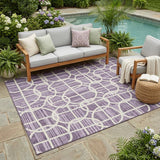 5' X 8' Plum And Purple Geometric Washable Indoor Outdoor Area Rug
