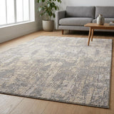 19' Runner Gray And Ivory Abstract Runner Rug