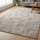 2' X 30' Gray And Ivory Abstract Runner Rug