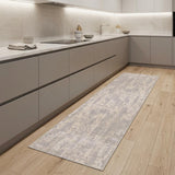 8' Gray And Ivory Abstract Runner Rug