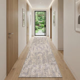11' Gray And Ivory Abstract Runner Rug