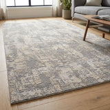 17' Runner Gray And Ivory Abstract Runner Rug