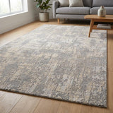 2' x 25' Gray And Ivory Abstract Runner Rug