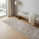 6' Beige Cream Gray Light Gray And Taupe Abstract Distressed Runner Rug