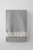 55" X 70" Dark Gray And White Cotton Blend Geometric Plush Throw Blanket with Fringe
