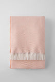 55" X 70" Coral And White Cotton Blend Geometric Plush Throw Blanket with Fringe