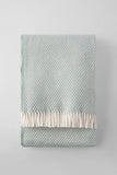 55" X 70" Sage And White Cotton Blend Geometric Plush Throw Blanket with Fringe