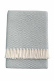 55" X 70" Sky Blue And White Cotton Blend Geometric Plush Throw Blanket with Fringe