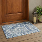 3' X 5' Blue And Silver Abstract Washable Indoor Outdoor Area Rug