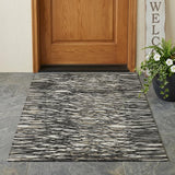 3' X 5' Black And Gray Abstract Washable Indoor Outdoor Area Rug