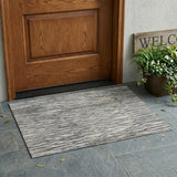 3' X 5' Gray And Pewter Abstract Washable Indoor Outdoor Area Rug