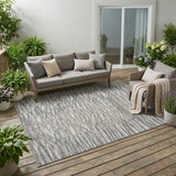 5' X 8' Gray And Pewter Abstract Washable Indoor Outdoor Area Rug