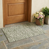 3' X 5' Olive Green And Green Abstract Washable Indoor Outdoor Area Rug