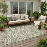 5' X 8' Olive Green And Green Abstract Washable Indoor Outdoor Area Rug