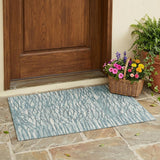 3' X 5' Teal Blue And Pewter Abstract Washable Indoor Outdoor Area Rug