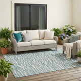 5' X 8' Teal Blue And Pewter Abstract Washable Indoor Outdoor Area Rug