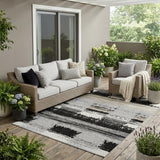 5' X 8' Black And Pewter Geometric Washable Indoor Outdoor Area Rug