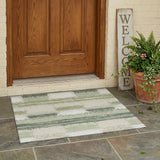 3' X 5' Green And Ivory Geometric Washable Indoor Outdoor Area Rug